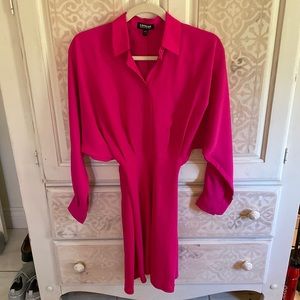 Bright pink Express portofino shirt dress